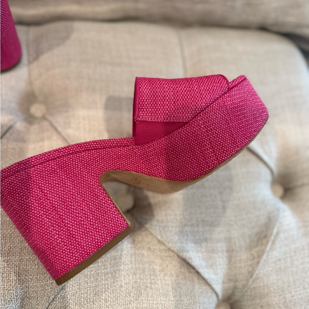 kate spade Fuchsia Textured Block Heel Slide Sandals - Picture 3 of 6